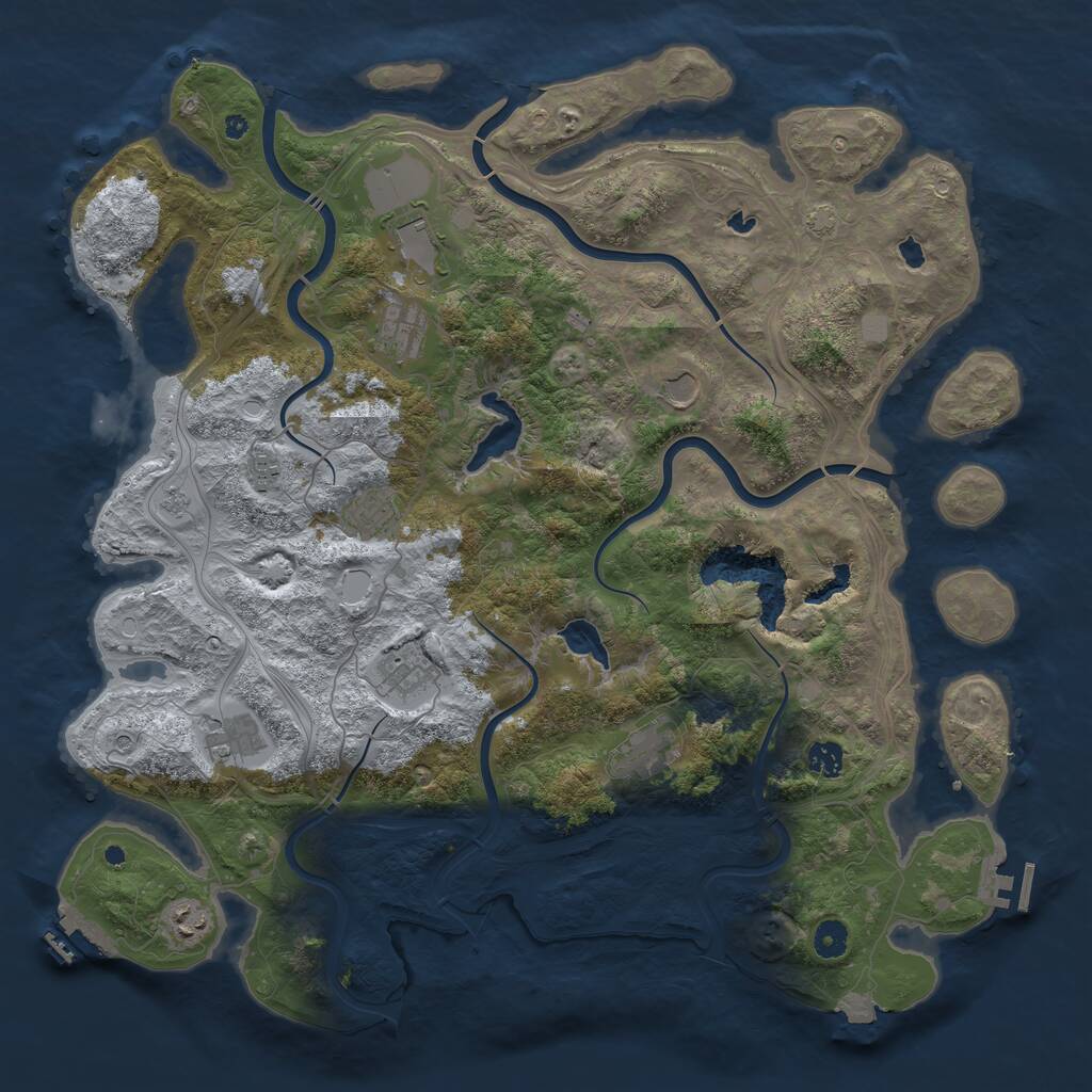Rust Map: Procedural Map, Size: 4500, Seed: 636947772, 16 Monuments