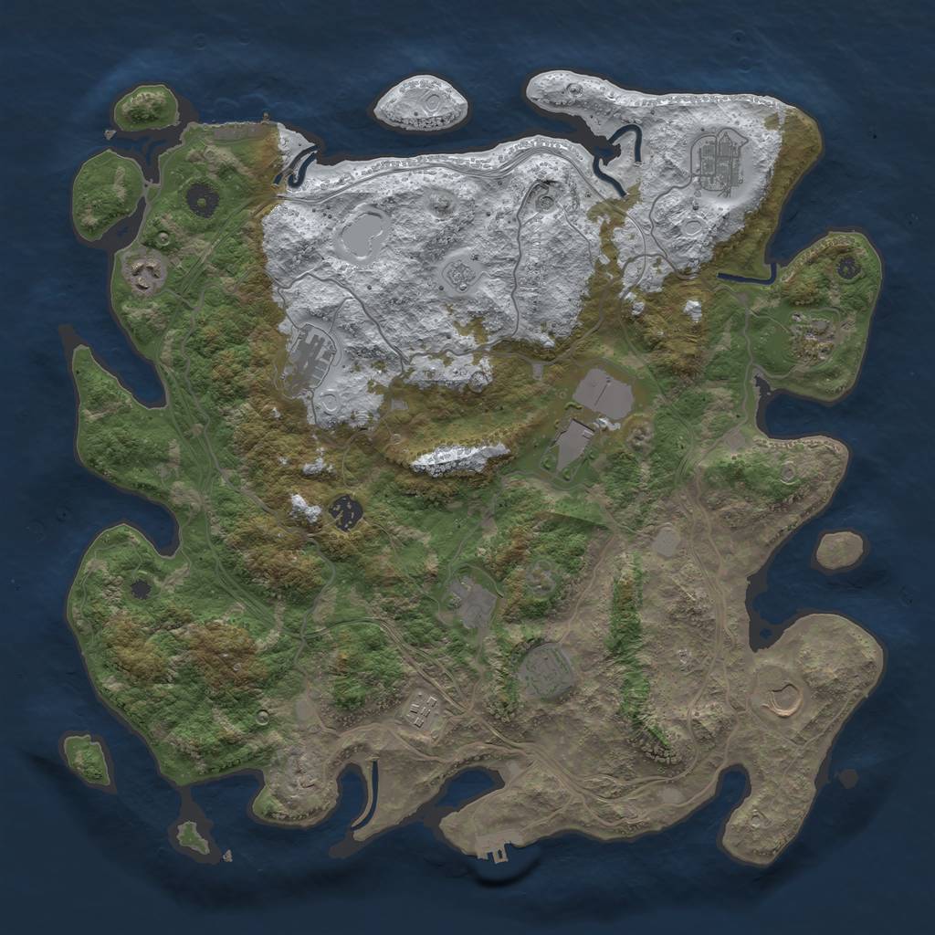 Rust Map: Procedural Map, Size: 4250, Seed: 1821775409, 19 Monuments