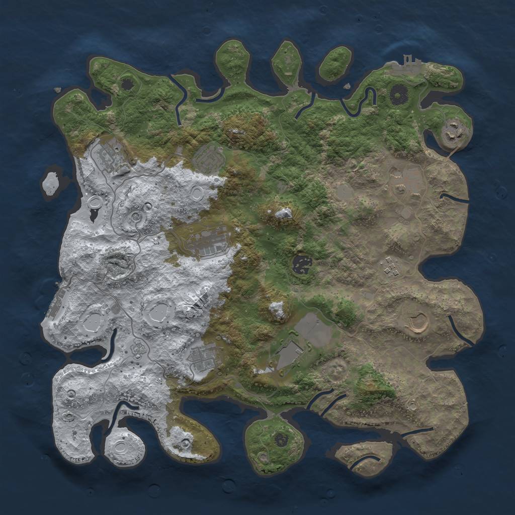 Rust Map: Procedural Map, Size: 3850, Seed: 1823699256, 19 Monuments