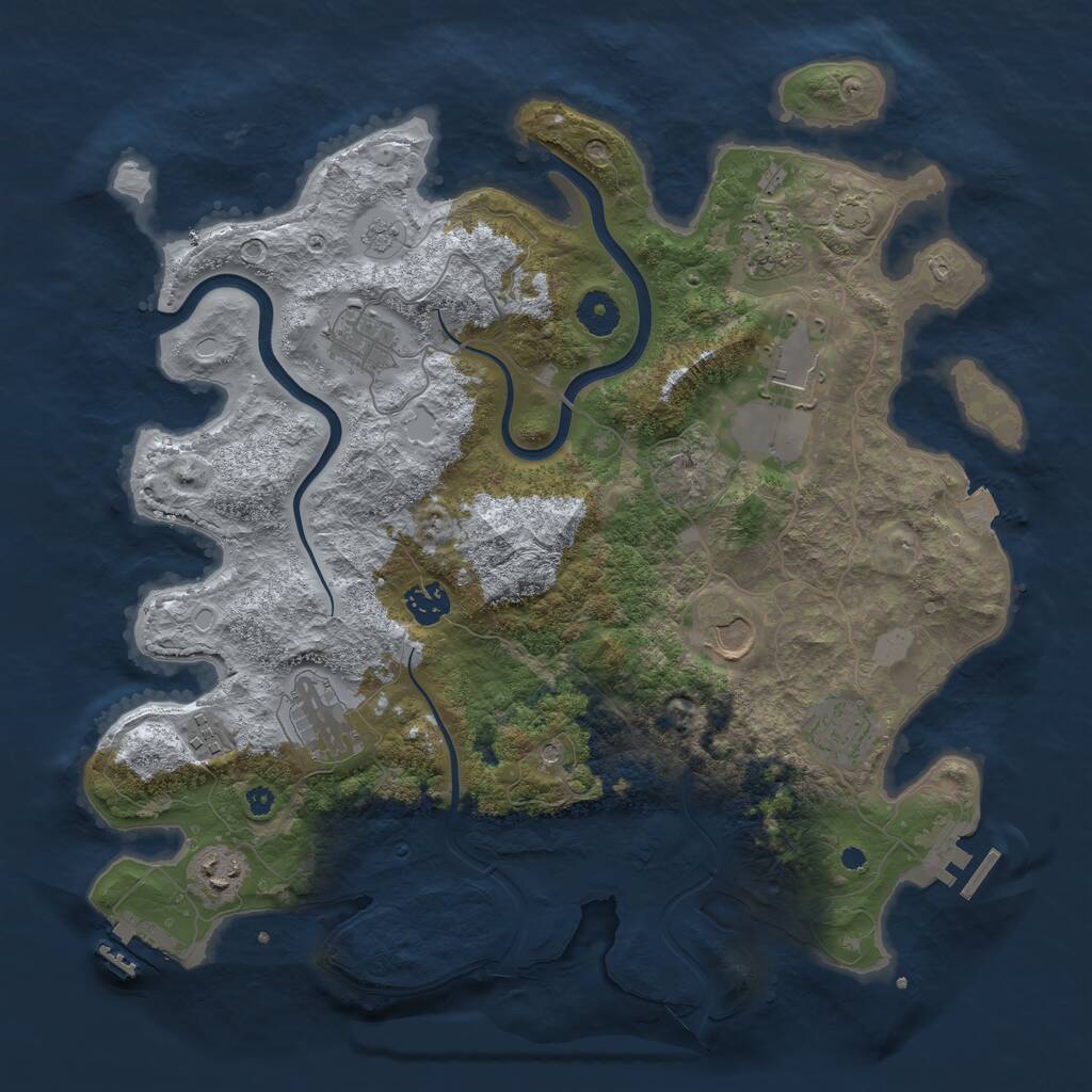 Rust Map: Procedural Map, Size: 3850, Seed: 5674458, 15 Monuments