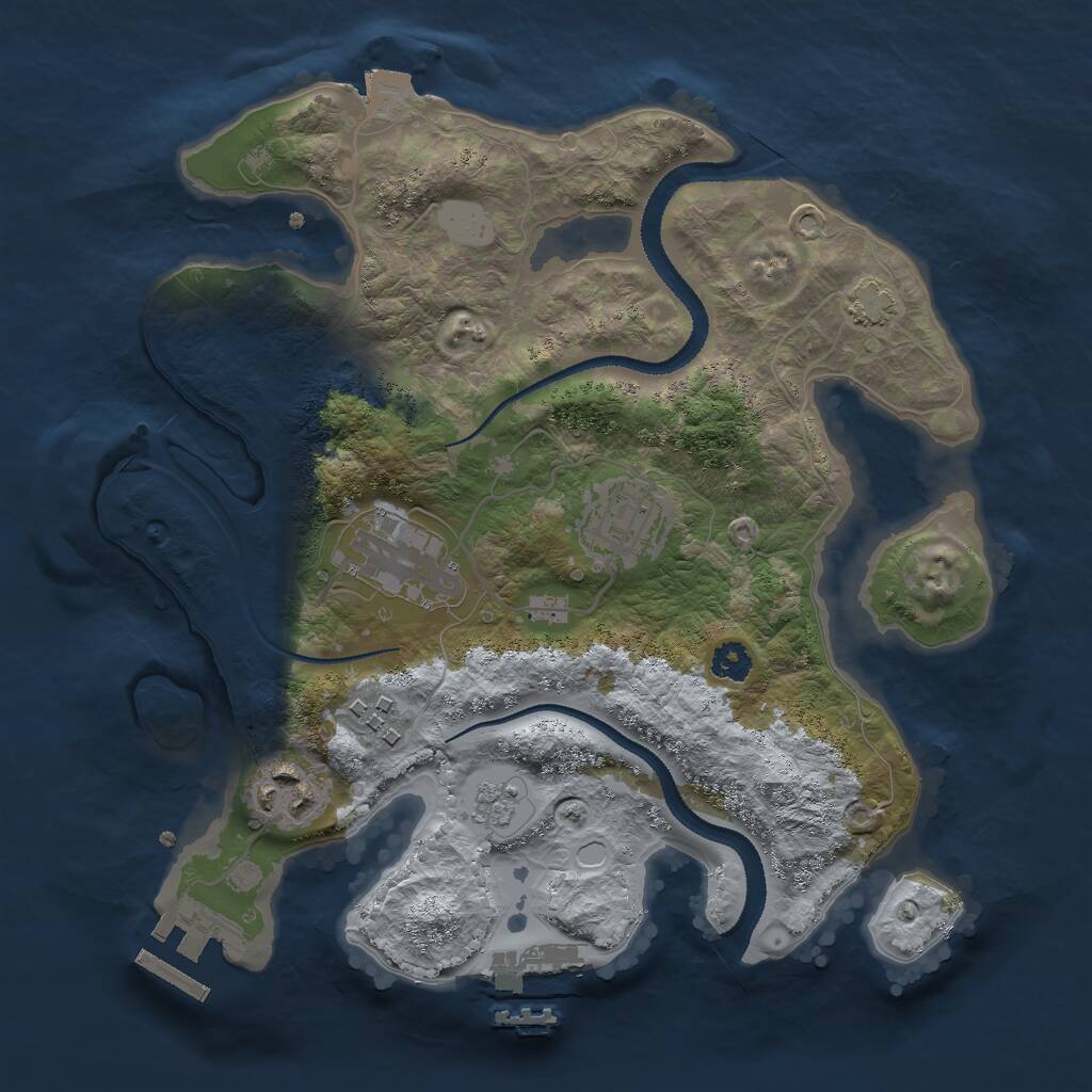 Rust Map: Procedural Map, Size: 2750, Seed: 643623, 9 Monuments