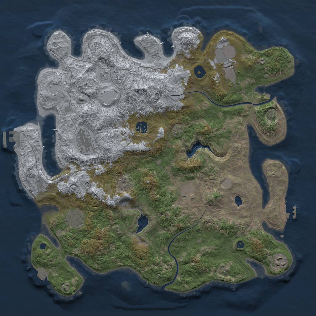 Rust Map: Procedural Map, Size: 4000, Seed: 185486960, 12 Monuments