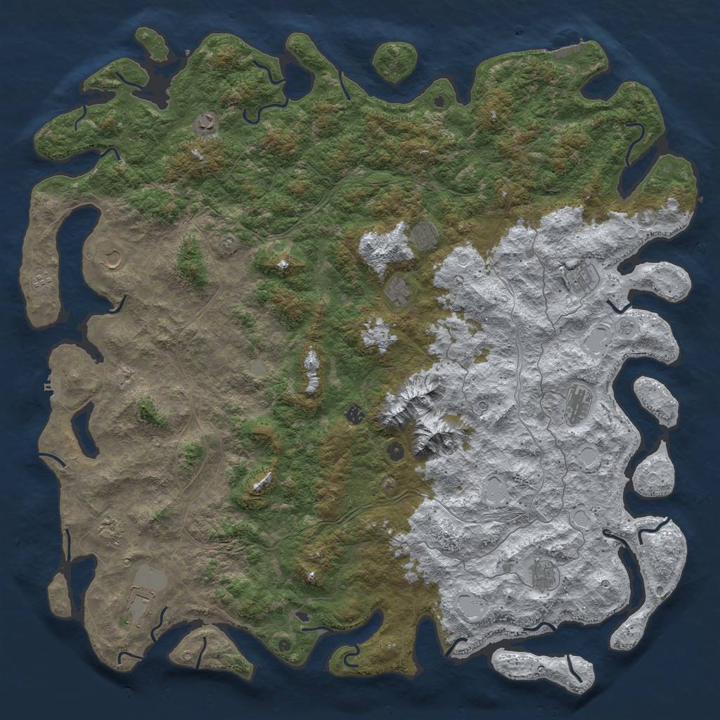 Rust Map: Procedural Map, Size: 6000, Seed: 360856139, 20 Monuments