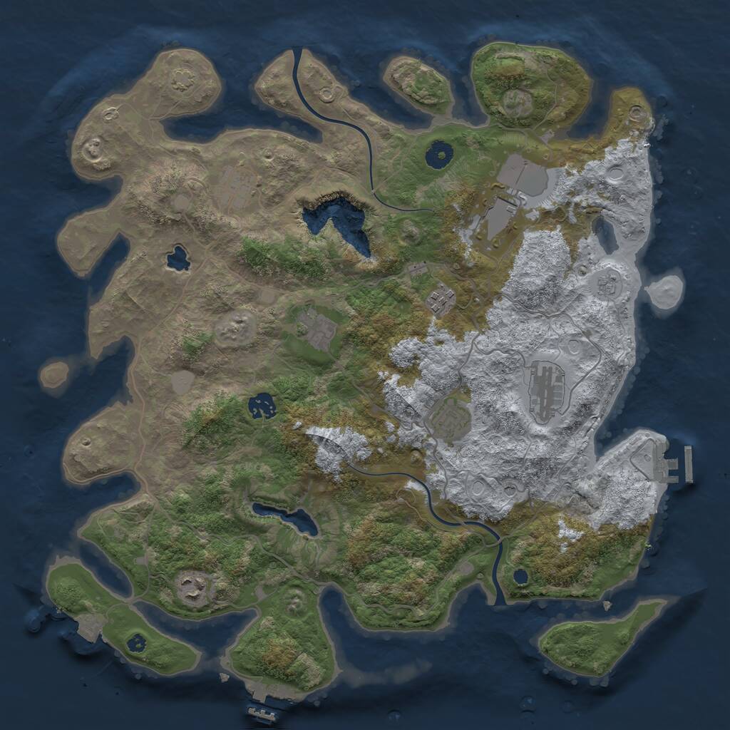 Rust Map: Procedural Map, Size: 4000, Seed: 46895478, 14 Monuments