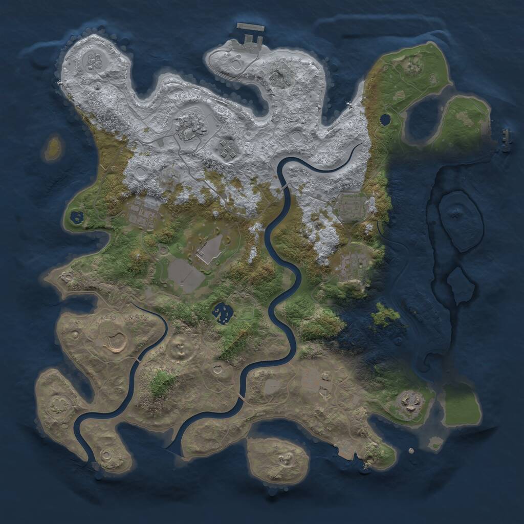 Rust Map: Procedural Map, Size: 3850, Seed: 1971500511, 16 Monuments