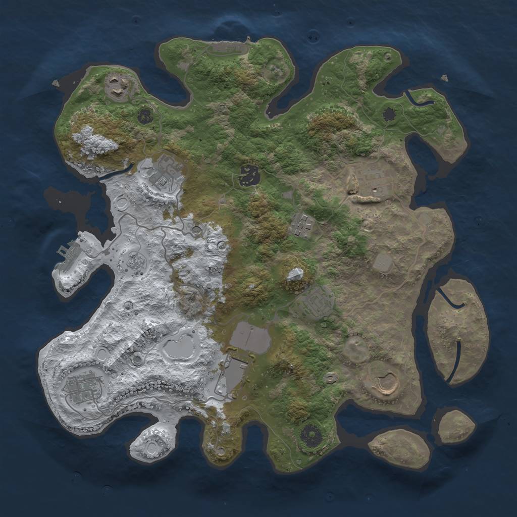 Rust Map: Procedural Map, Size: 3500, Seed: 605386248, 18 Monuments