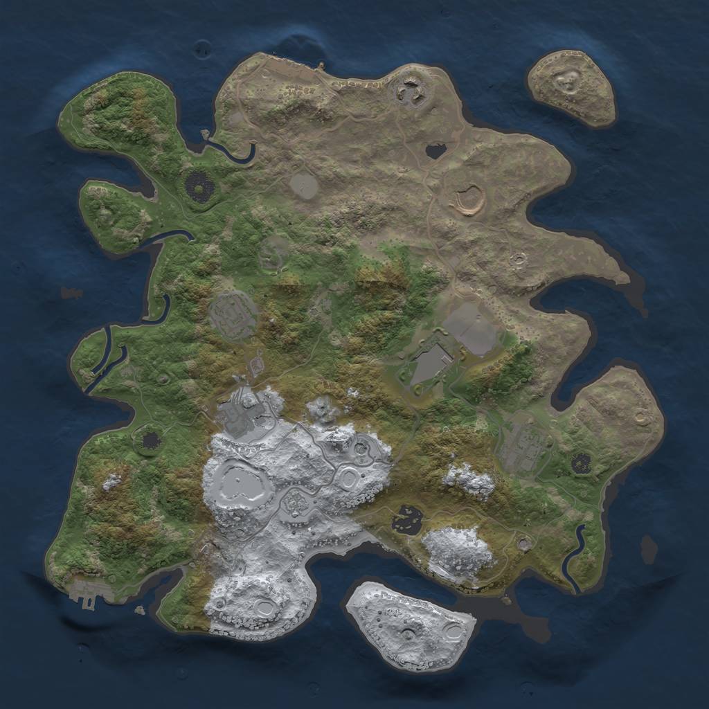 Rust Map: Procedural Map, Size: 3500, Seed: 97854, 16 Monuments