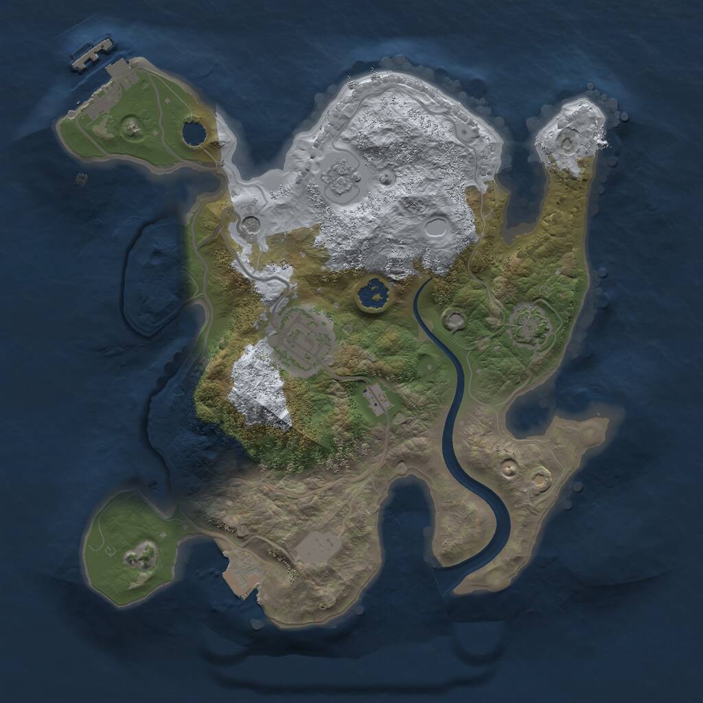 Rust Map: Procedural Map, Size: 2400, Seed: 1, 6 Monuments
