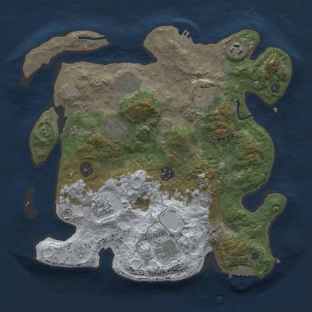 Rust Map: Procedural Map, Size: 3250, Seed: 3058692, 16 Monuments