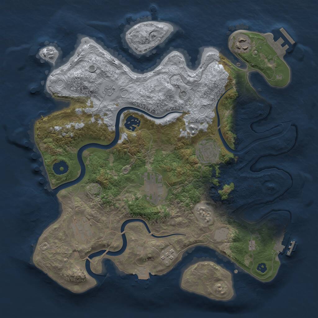 Rust Map: Procedural Map, Size: 3250, Seed: 3084808, 12 Monuments