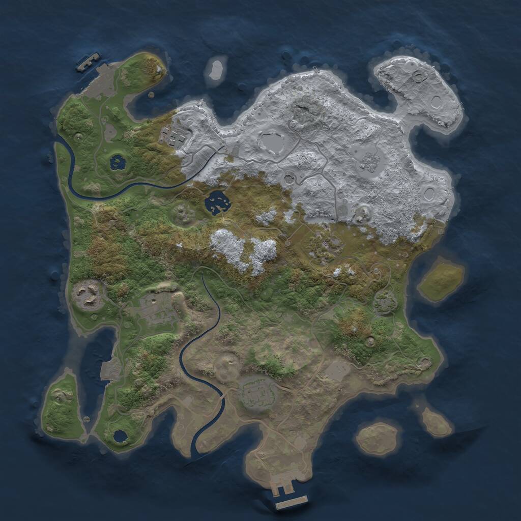 Rust Map: Procedural Map, Size: 3250, Seed: 5633908, 12 Monuments