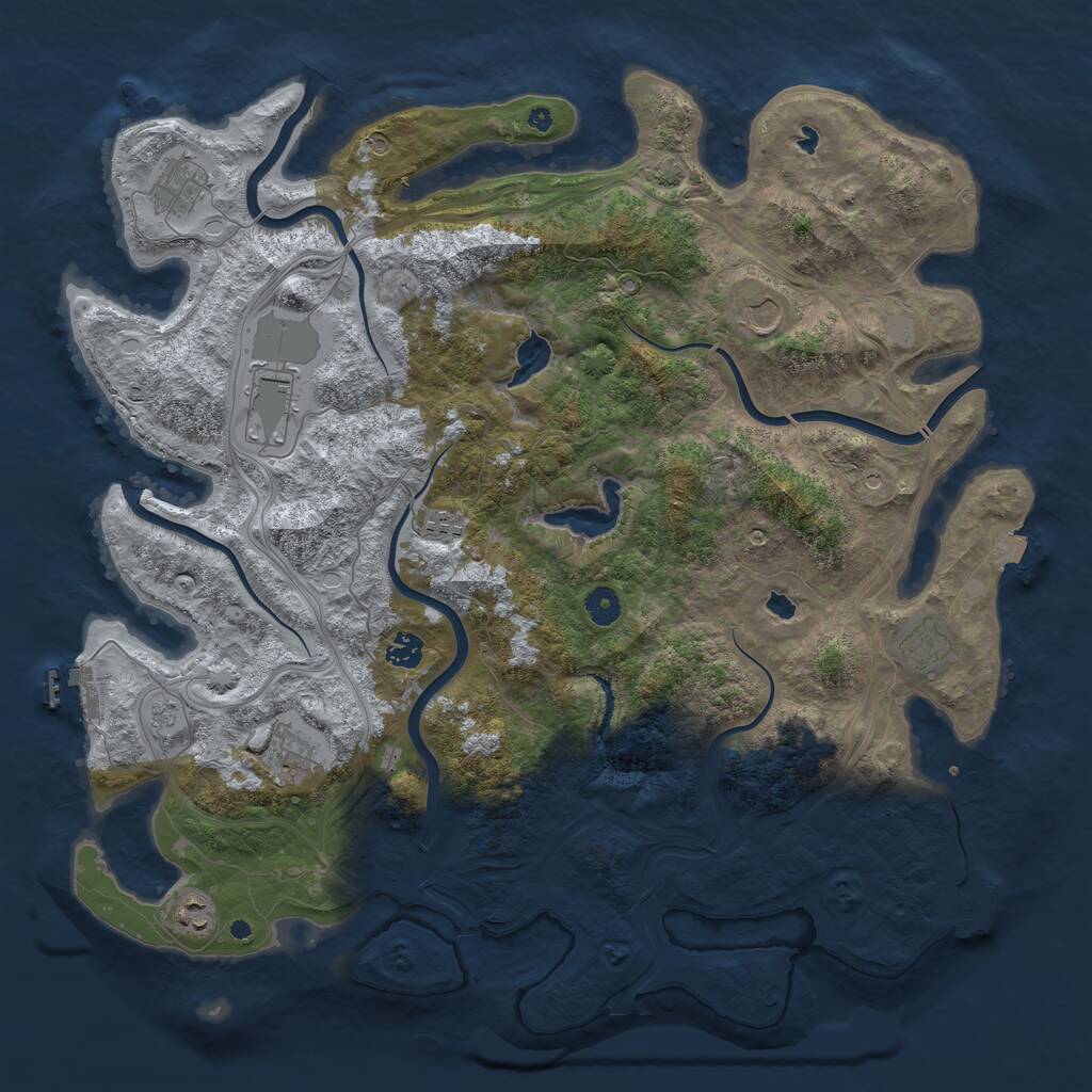 Rust Map: Procedural Map, Size: 4500, Seed: 319712, 14 Monuments