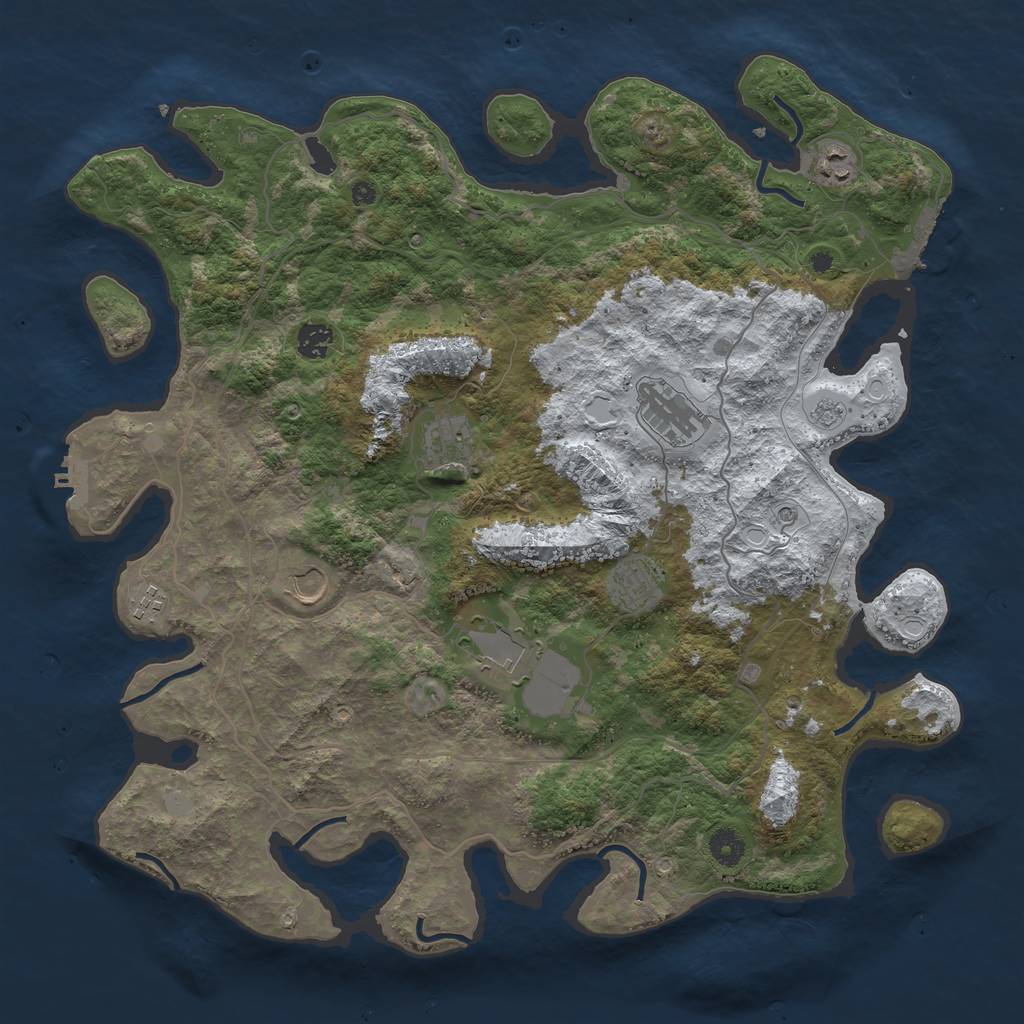 Rust Map: Procedural Map, Size: 4250, Seed: 2100841154, 17 Monuments