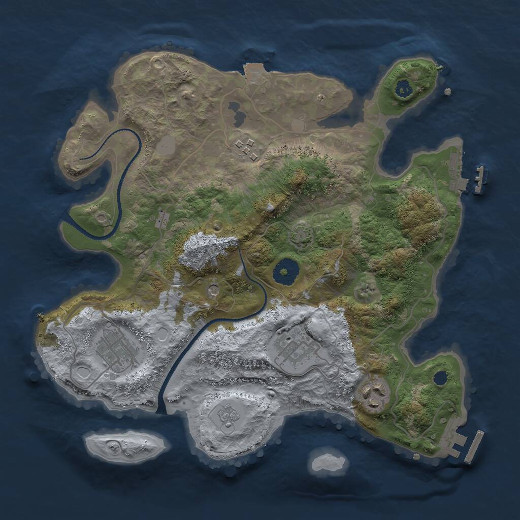 Rust Map: Procedural Map, Size: 3000, Seed: 478801, 10 Monuments