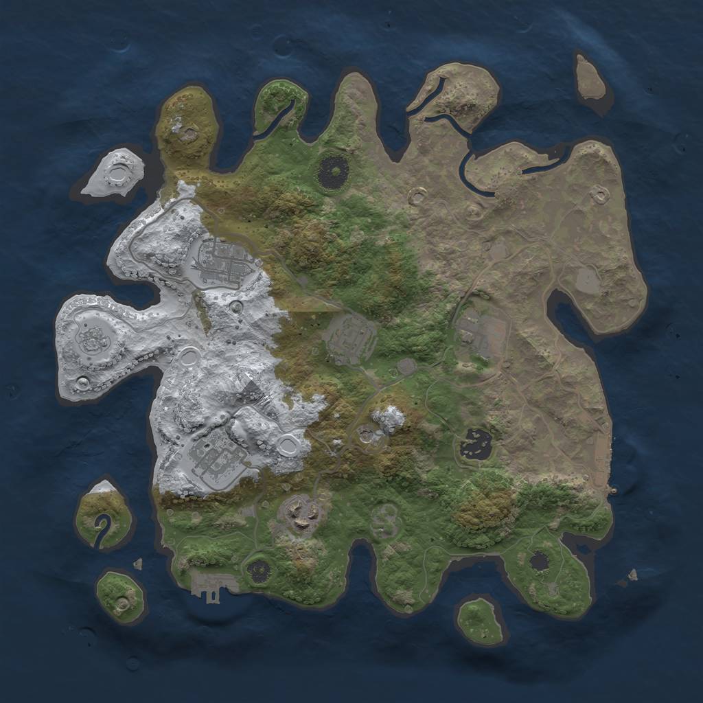Rust Map: Procedural Map, Size: 3250, Seed: 3264529, 15 Monuments