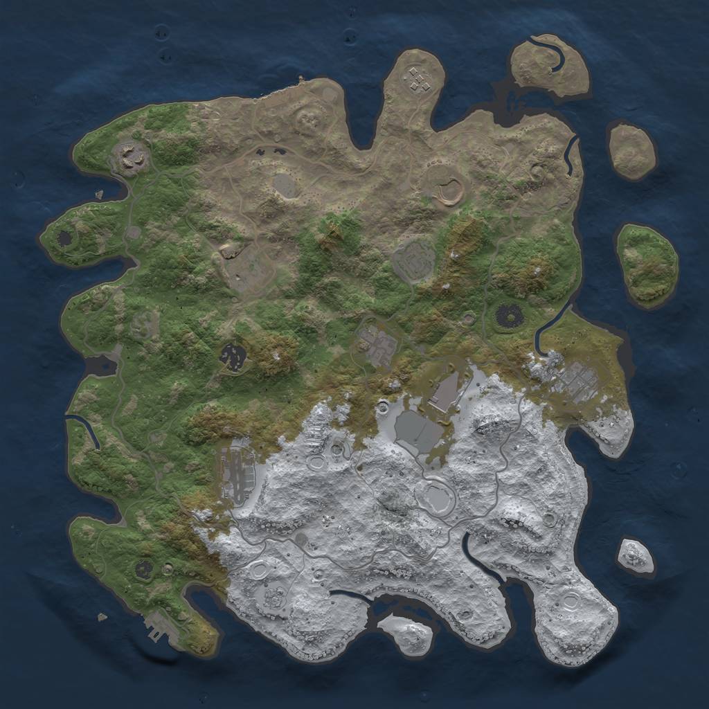 Rust Map: Procedural Map, Size: 4000, Seed: 75441243, 19 Monuments