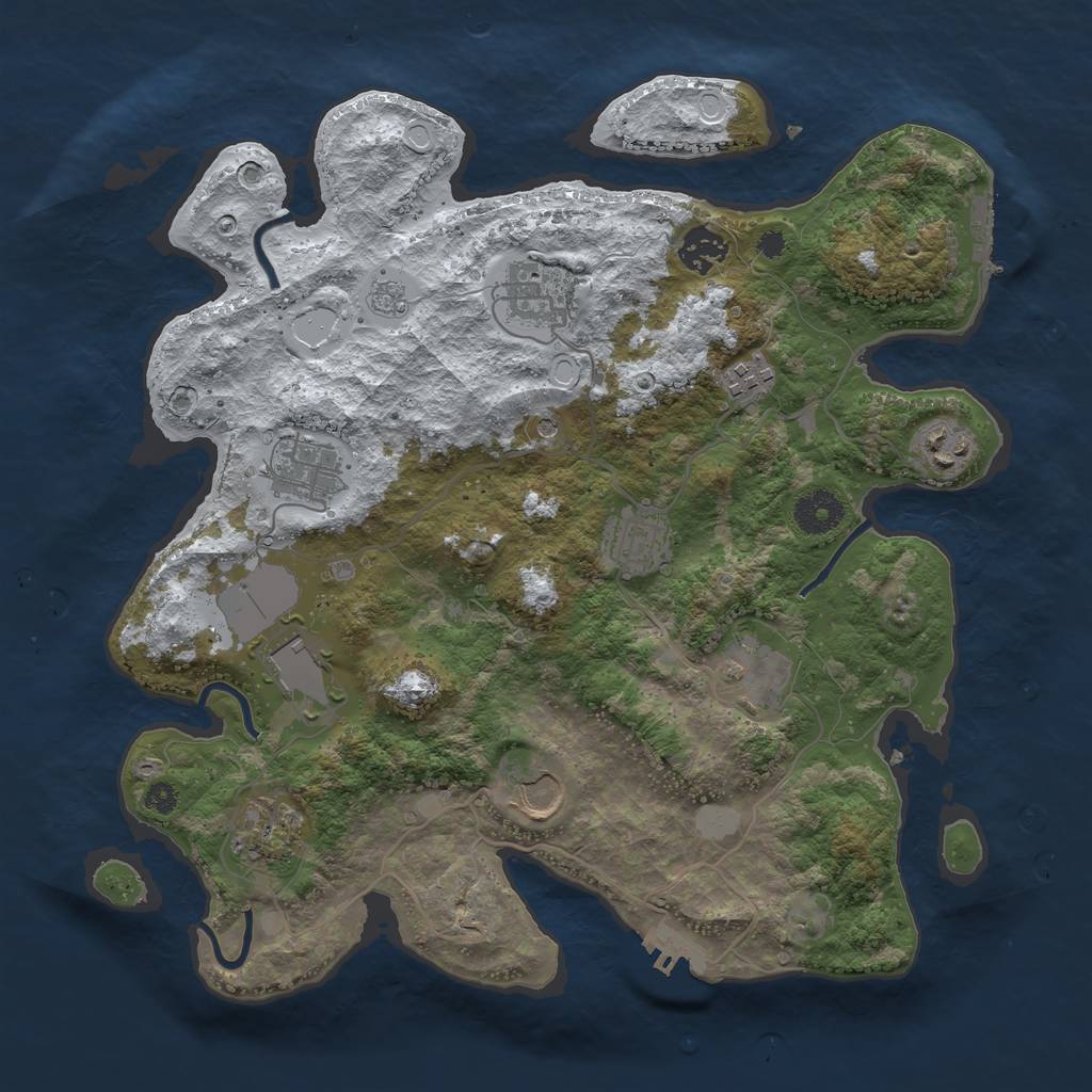 Rust Map: Procedural Map, Size: 3550, Seed: 5535184, 19 Monuments