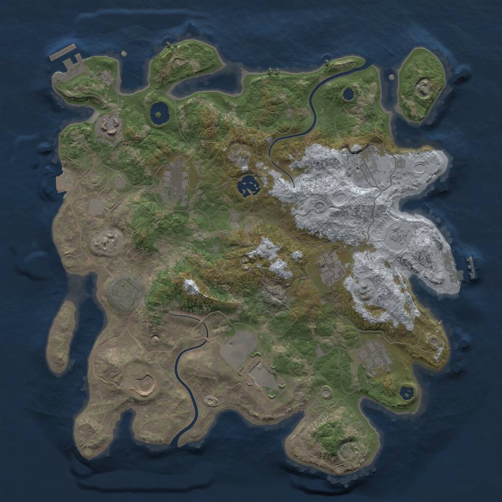 Rust Map: Procedural Map, Size: 3550, Seed: 5561749, 15 Monuments