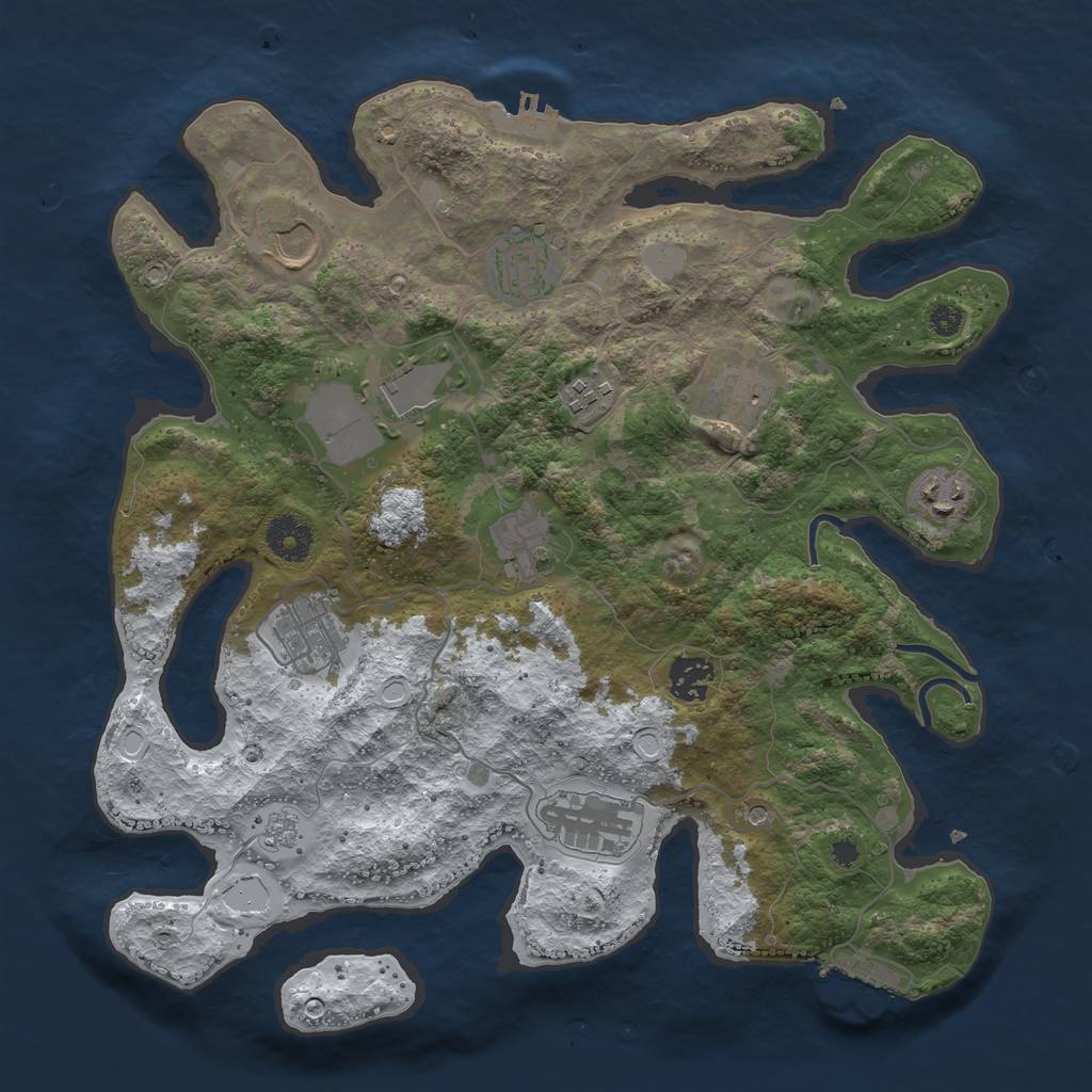 Rust Map: Procedural Map, Size: 3550, Seed: 4790934, 19 Monuments
