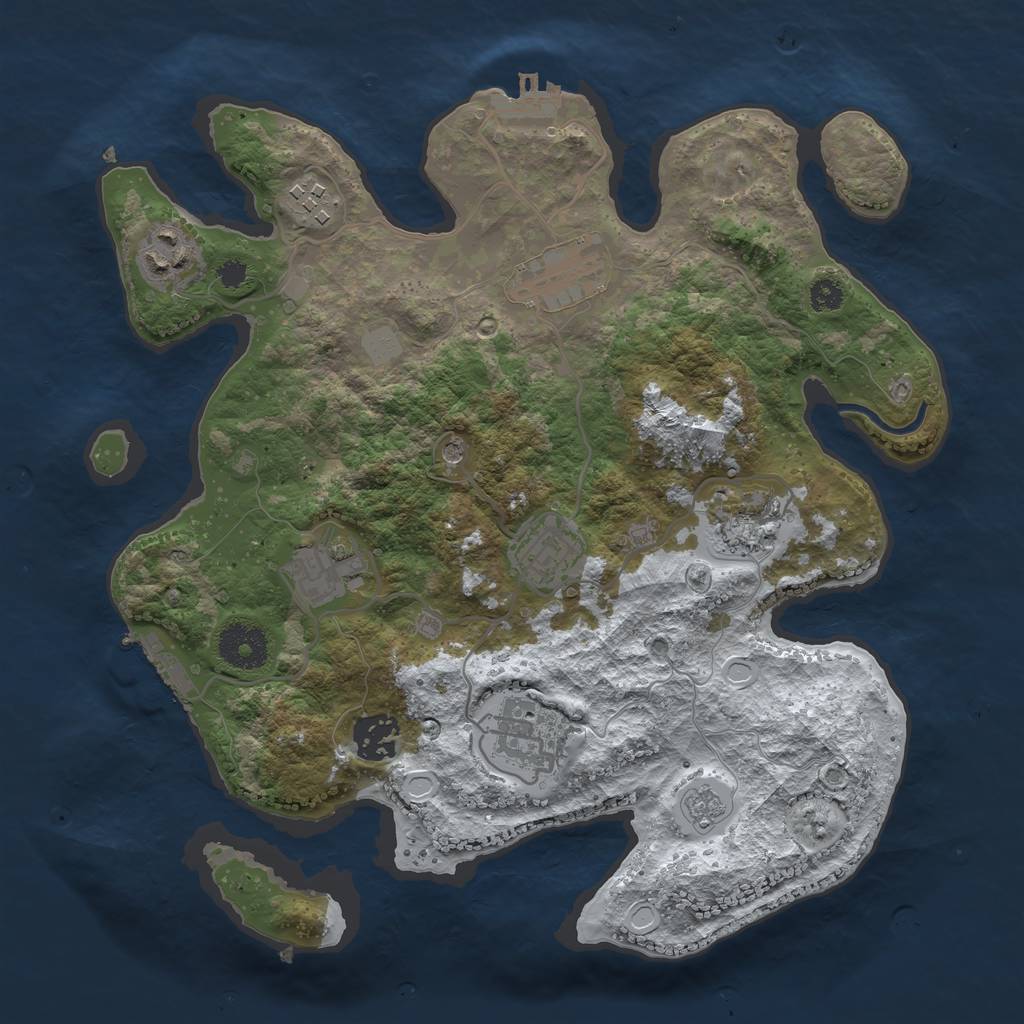 Rust Map: Procedural Map, Size: 3200, Seed: 575369, 17 Monuments