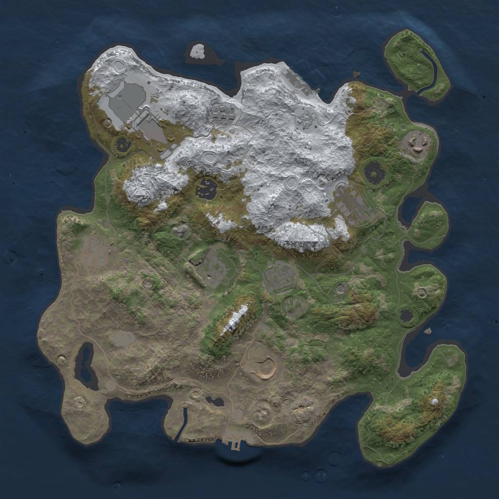 Rust Map: Procedural Map, Size: 3500, Seed: 72730, 18 Monuments