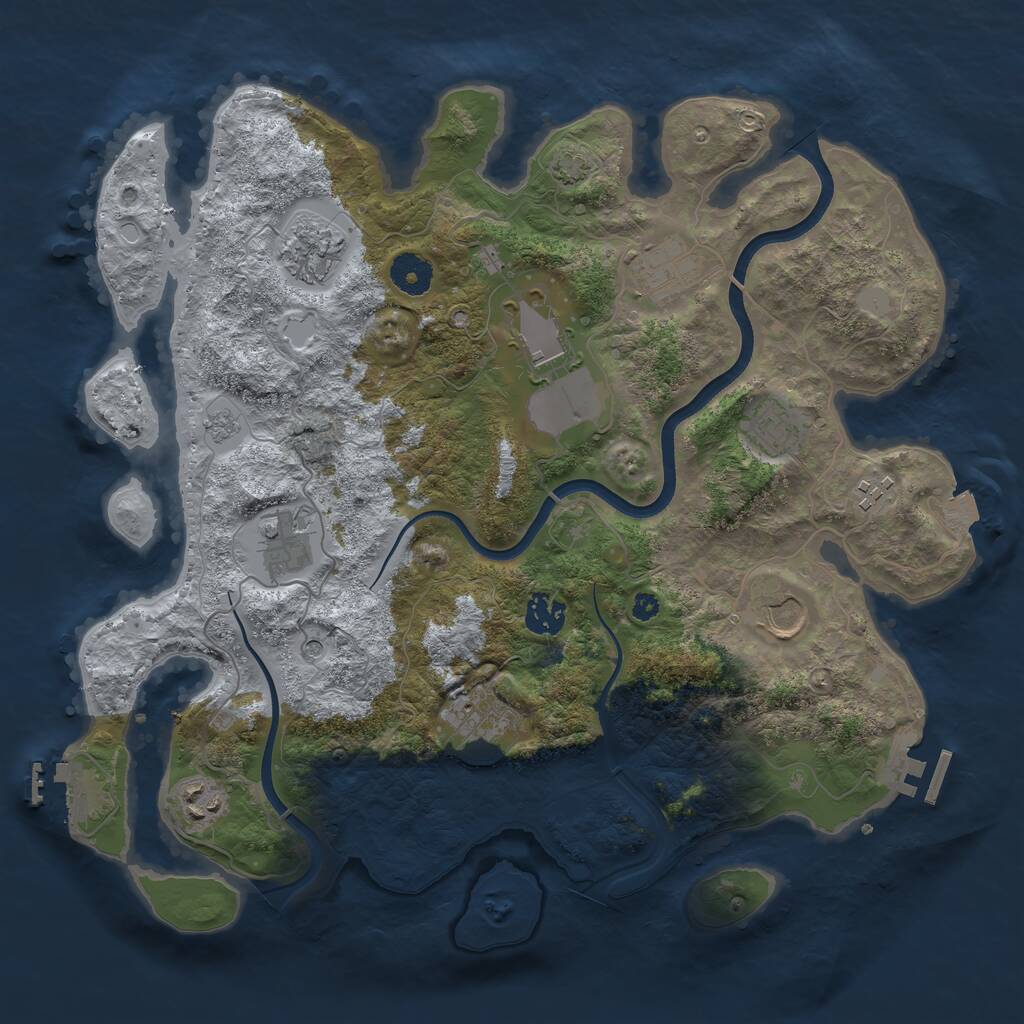 Rust Map: Procedural Map, Size: 3700, Seed: 256, 16 Monuments