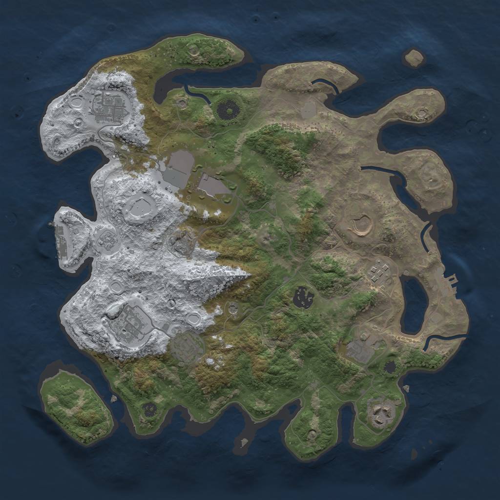 Rust Map: Procedural Map, Size: 3550, Seed: 557311, 18 Monuments
