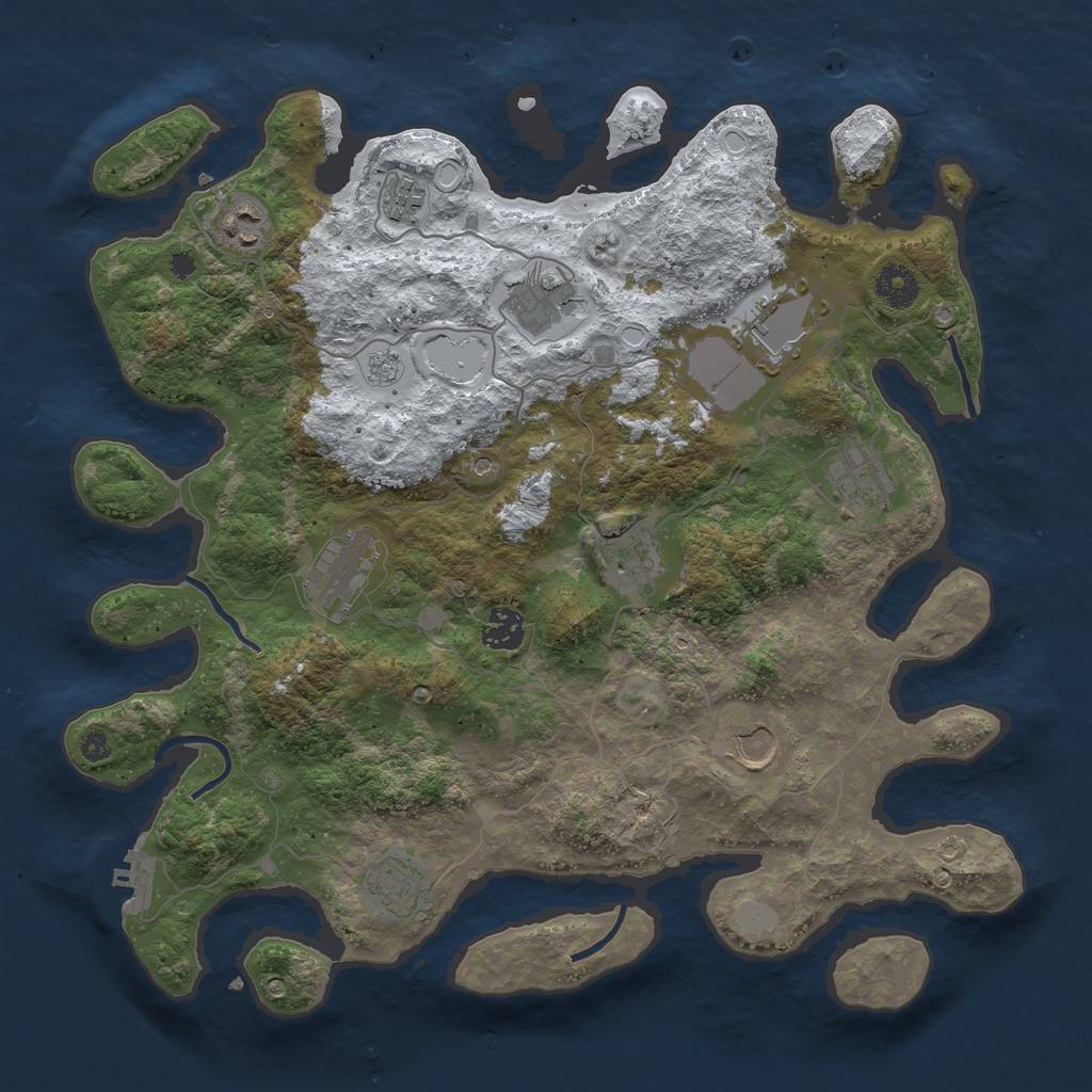 Rust Map: Procedural Map, Size: 3750, Seed: 907547619, 18 Monuments