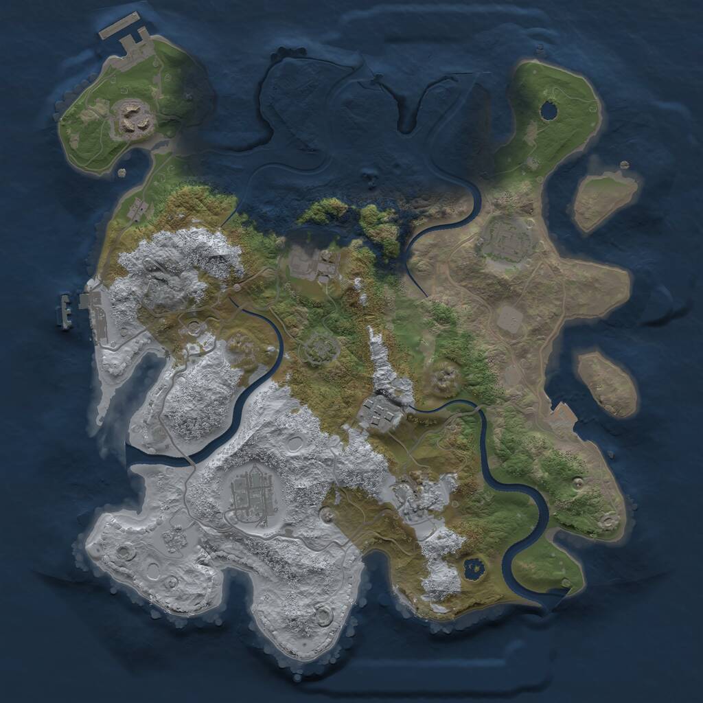 Rust Map: Procedural Map, Size: 3250, Seed: 5568567, 12 Monuments