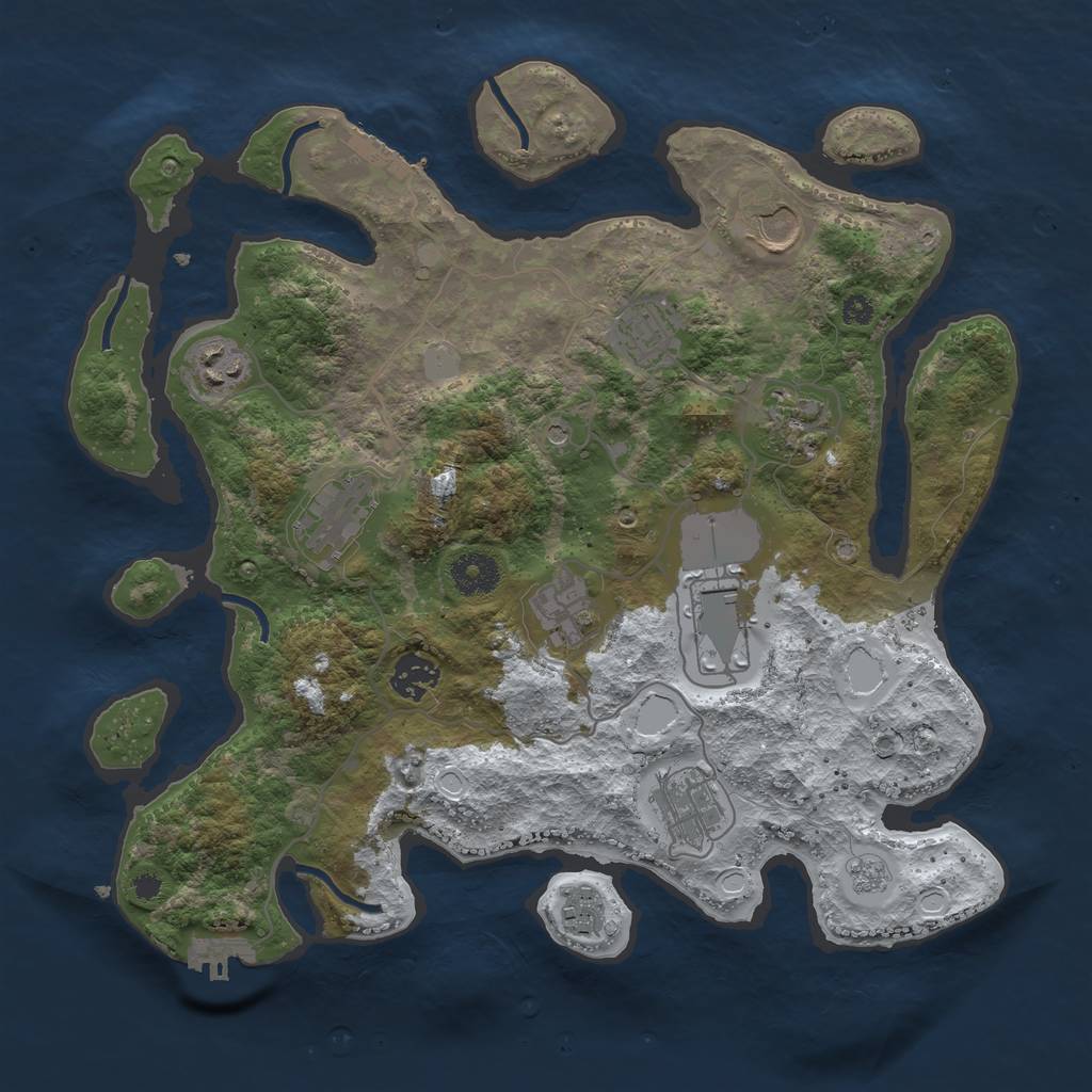 Rust Map: Procedural Map, Size: 3550, Seed: 5074356, 19 Monuments