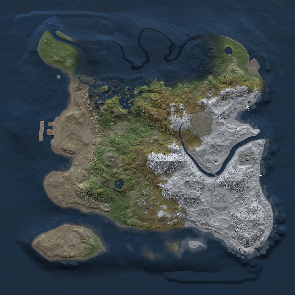 Rust Map: Procedural Map, Size: 3000, Seed: 1346053402, 9 Monuments