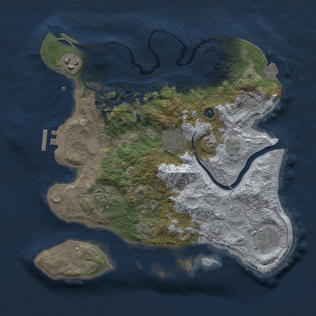 Rust Map: Procedural Map, Size: 3000, Seed: 1346053402, 10 Monuments