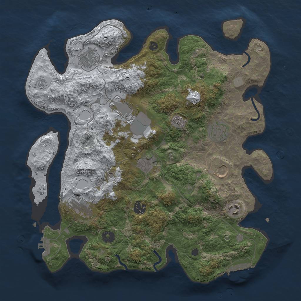 Rust Map: Procedural Map, Size: 3550, Seed: 3480808, 18 Monuments