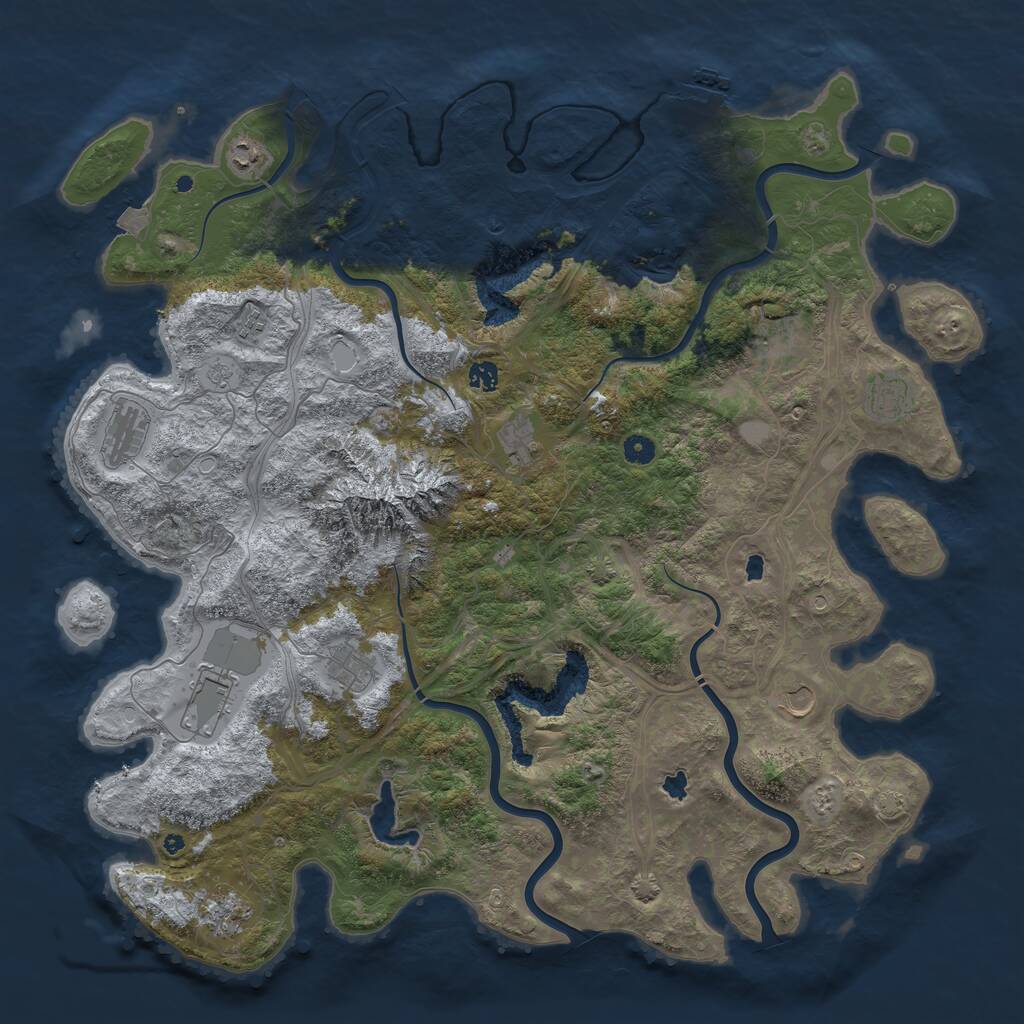 Rust Map: Procedural Map, Size: 5000, Seed: 694206969, 16 Monuments