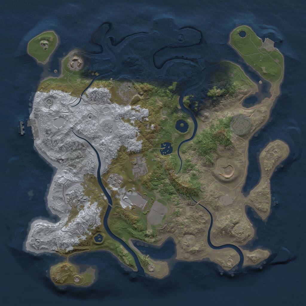 Rust Map: Procedural Map, Size: 3550, Seed: 1096334, 15 Monuments