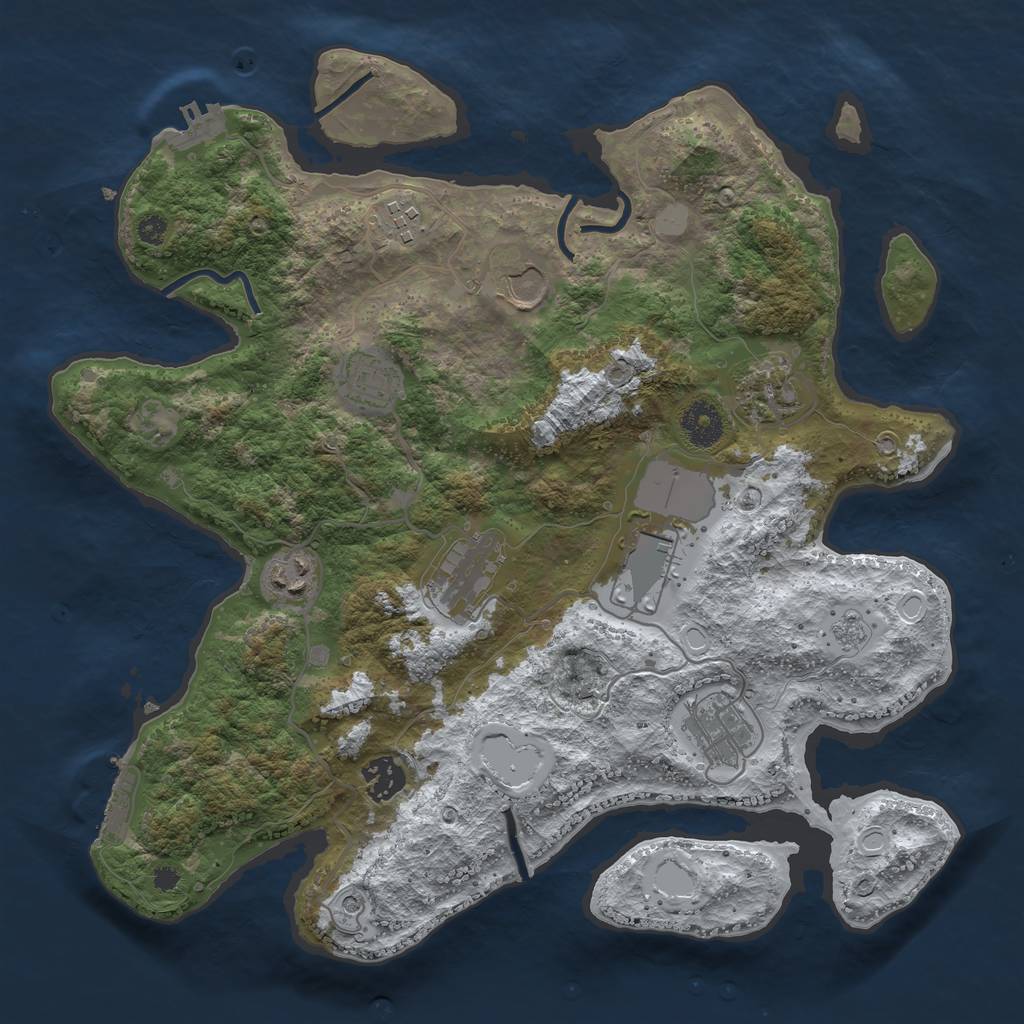 Rust Map: Procedural Map, Size: 3550, Seed: 6227616, 18 Monuments