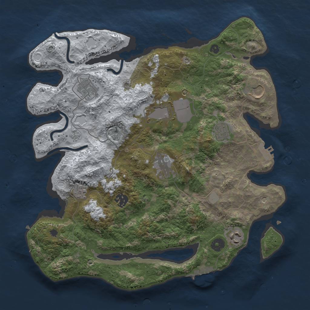 Rust Map: Procedural Map, Size: 3500, Seed: 803141556, 17 Monuments