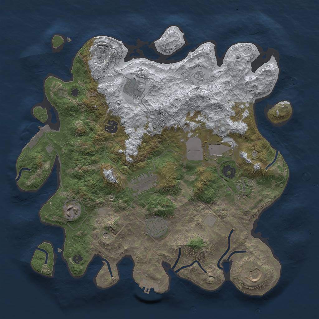Rust Map: Procedural Map, Size: 3550, Seed: 2181133, 18 Monuments