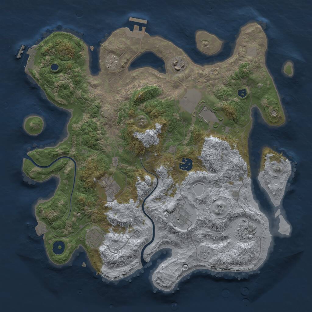 Rust Map: Procedural Map, Size: 3550, Seed: 4996773, 14 Monuments