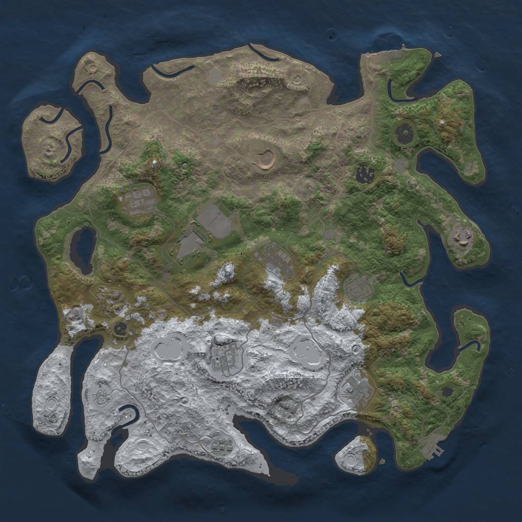 Rust Map: Procedural Map, Size: 4000, Seed: 25098598, 20 Monuments