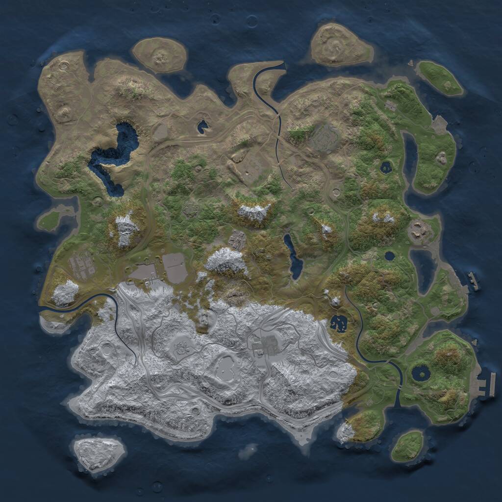 Rust Map: Procedural Map, Size: 4250, Seed: 3605644, 14 Monuments