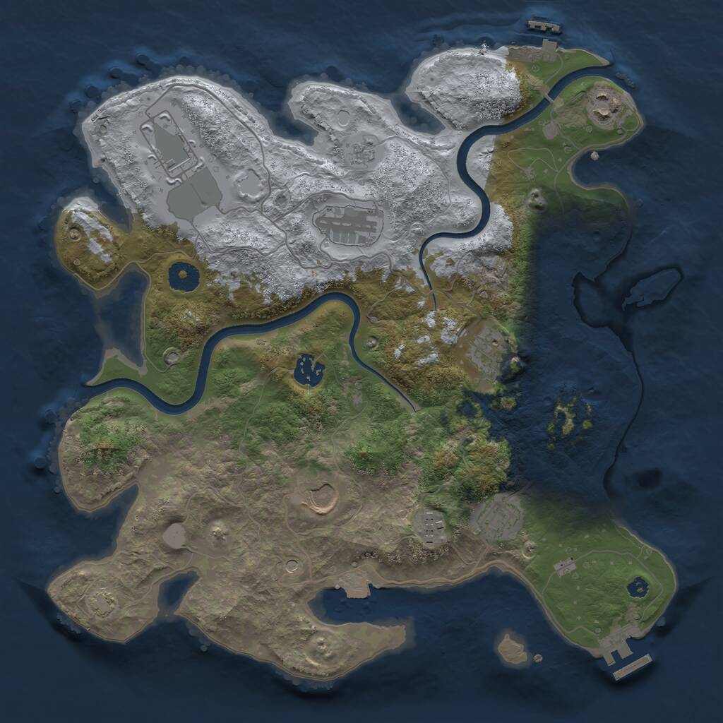 Rust Map: Procedural Map, Size: 3550, Seed: 4964221, 14 Monuments