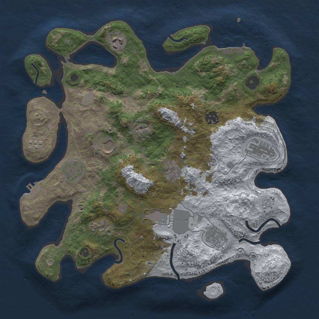 Rust Map: Procedural Map, Size: 3550, Seed: 1869248, 19 Monuments