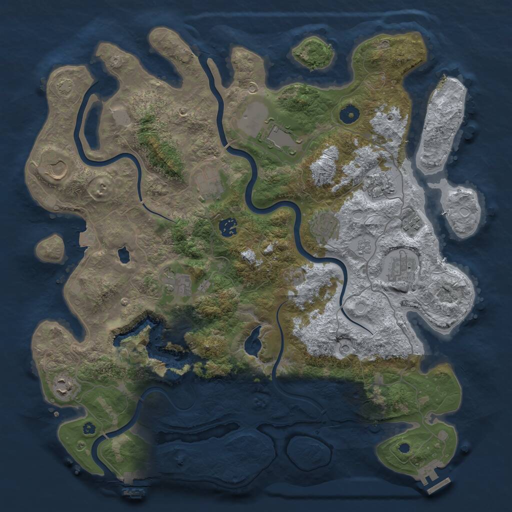 Rust Map: Procedural Map, Size: 4050, Seed: 2010349144, 16 Monuments