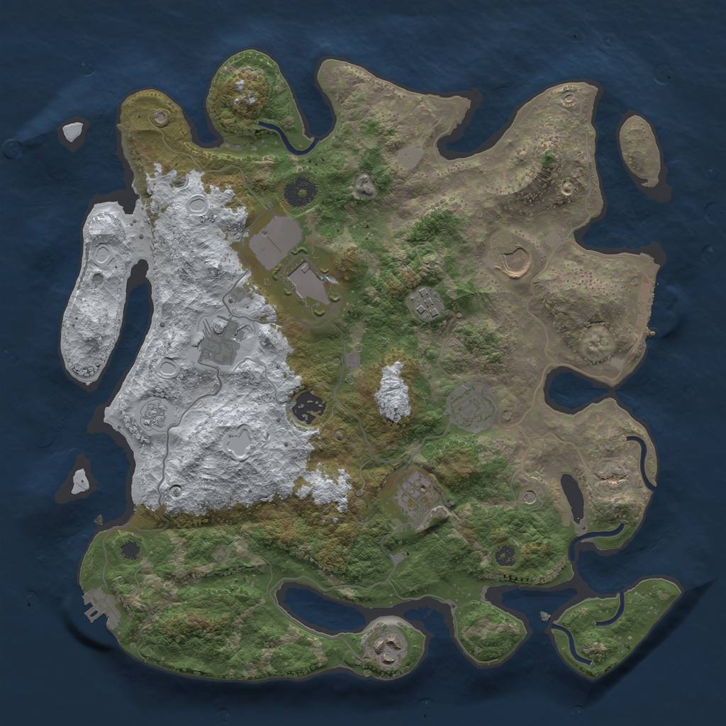 Rust Map: Procedural Map, Size: 3550, Seed: 1282885, 17 Monuments