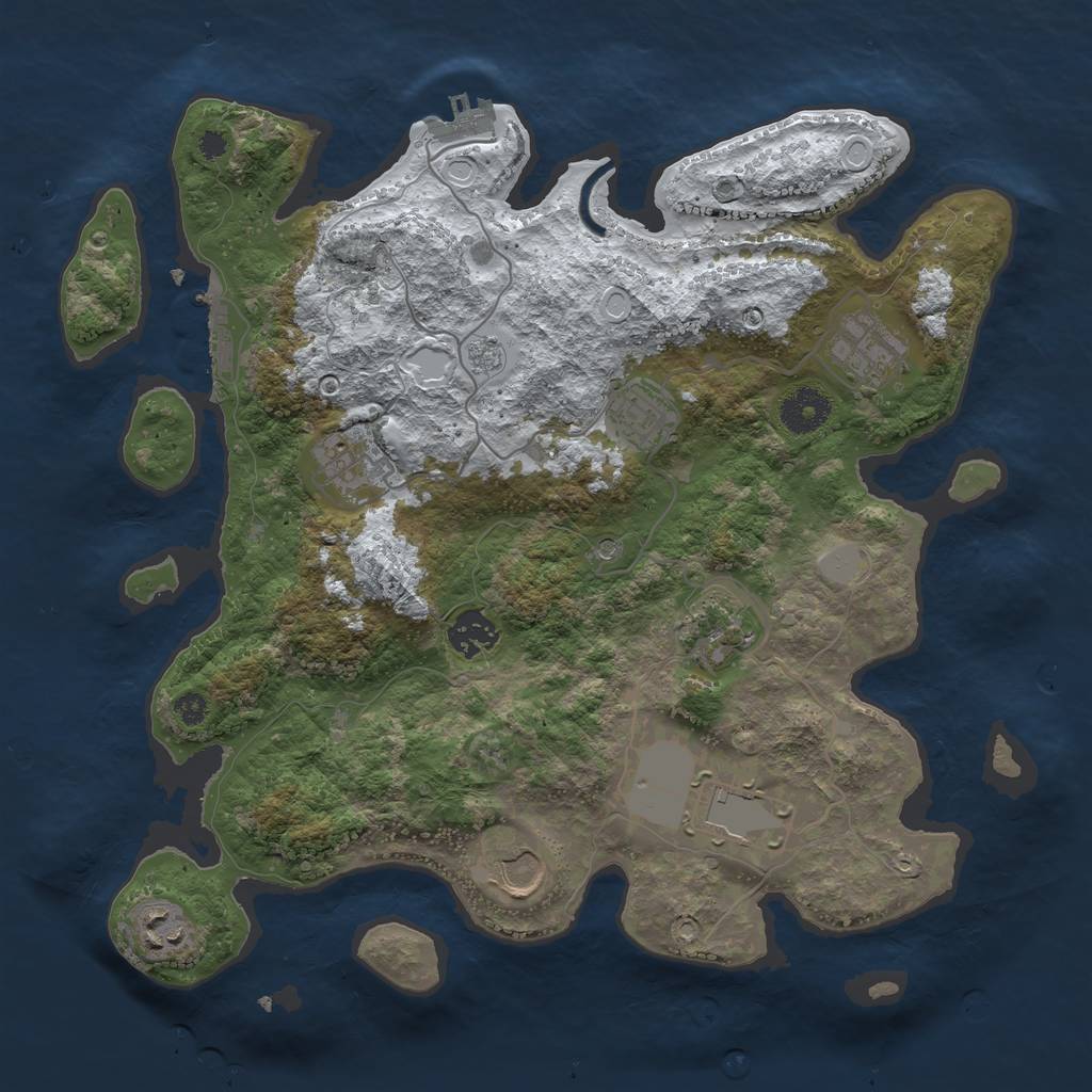 Rust Map: Procedural Map, Size: 3500, Seed: 1580399313, 17 Monuments