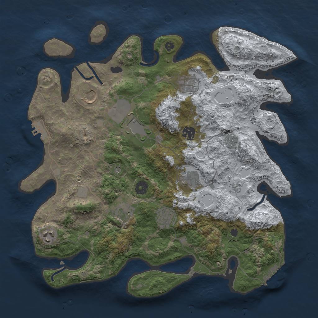 Rust Map: Procedural Map, Size: 3550, Seed: 2657736, 18 Monuments
