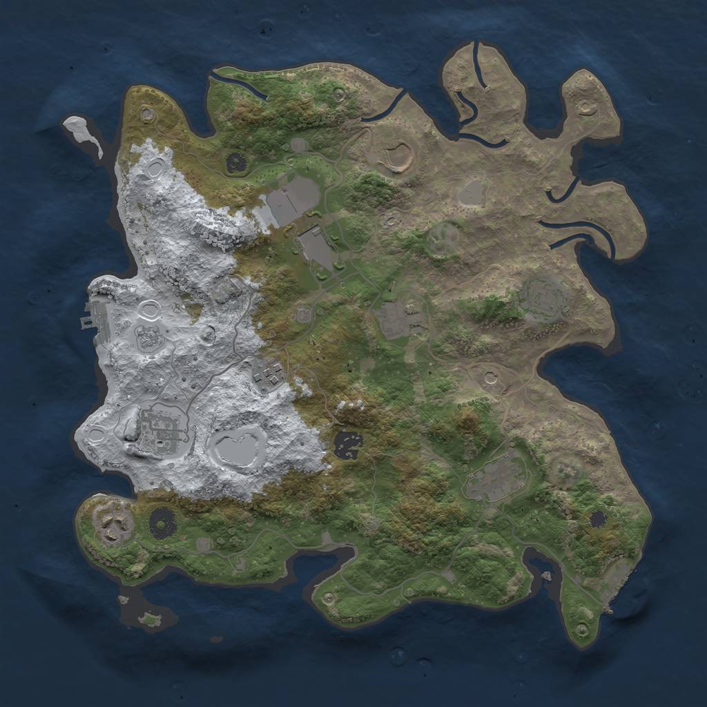 Rust Map: Procedural Map, Size: 3550, Seed: 4015592, 18 Monuments