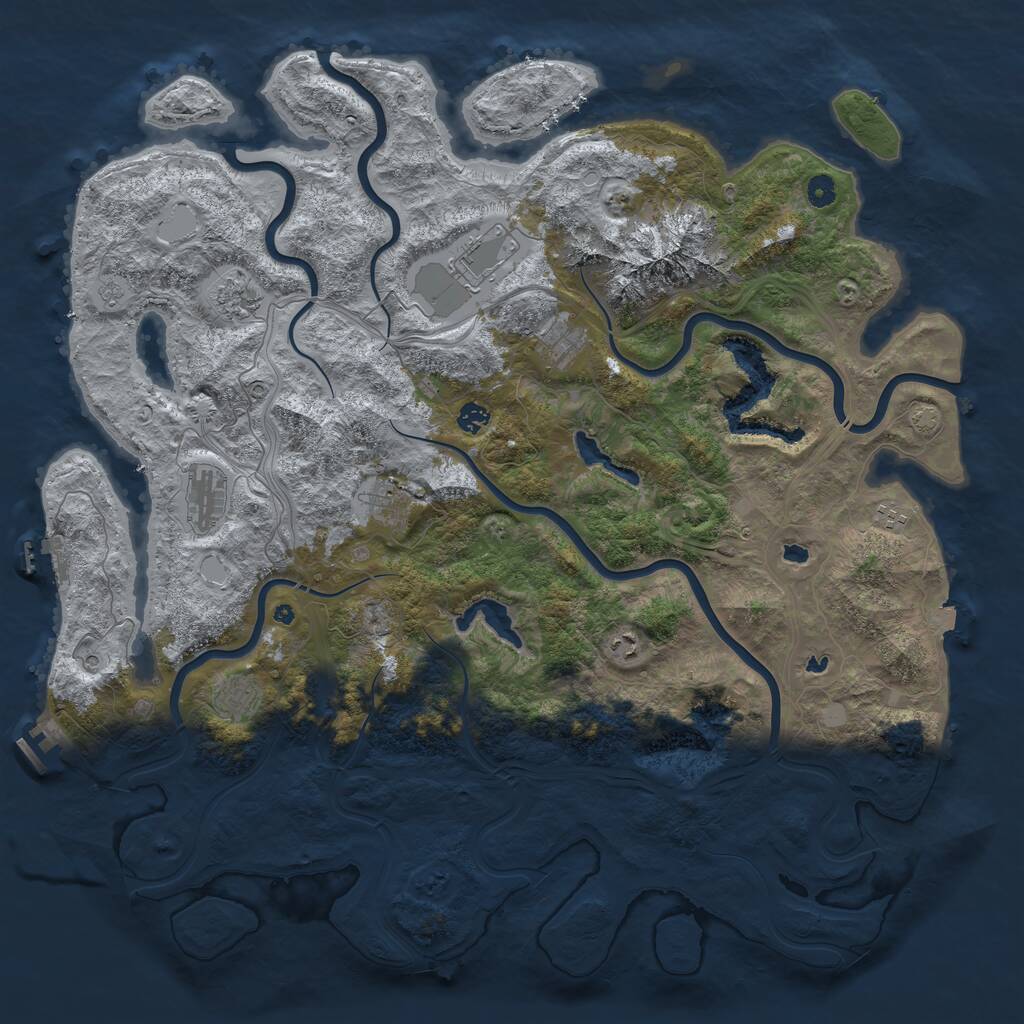 Rust Map: Procedural Map, Size: 5000, Seed: 180124, 15 Monuments
