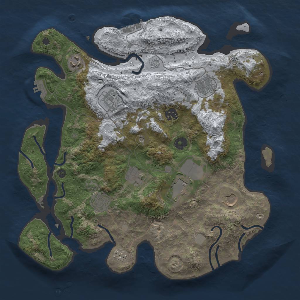 Rust Map: Procedural Map, Size: 3550, Seed: 935494, 18 Monuments